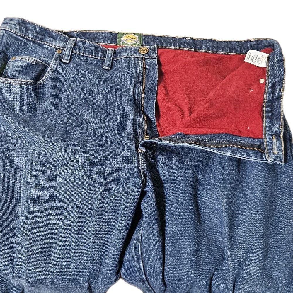 Cabelas Flannel Lined Straight Jeans Mens 44x29 Actual Sz Outdoor Gear Dark Wash